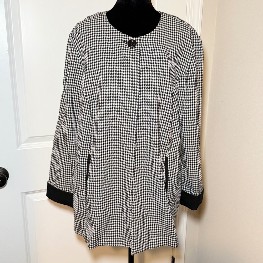 Sweet Suit Woman Black White Houndstooth Blazer Size 18W Chic Workwear